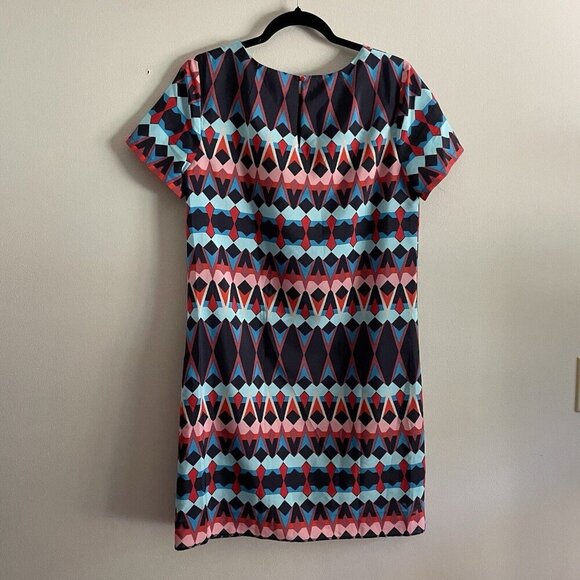 J.Crew Factory Women 6 Colorful Geometric Print Short Sleeve Gallery Shift Dress - Picture 9 of 10